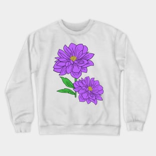 Violet Aster floral Hand Drawn Gardening Gift Crewneck Sweatshirt